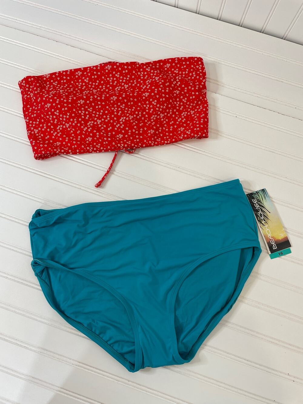 NWT Beach House Chloe High Waisted Bikini Sz 16 - Unbranded Red Bandeau Top XL